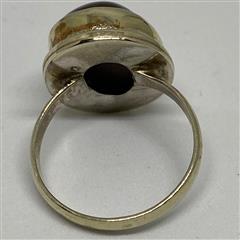 925 Silver with Oval Cut Brown Stone Ring Size 9.5
